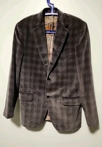 ETRO Milano Men's Gray Gingham Velvet 2 Button Silk Lining Size IT 50 US 40 - Picture 1 of 14