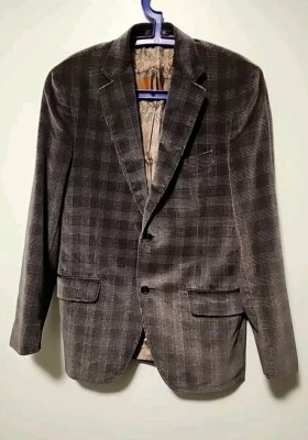 ETRO Milano Men's Gray Gingham Velvet 2 Button Silk Lining Size IT 50 US 40 - Image 1 of 4