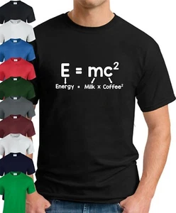 ENERGY = MILK X COFFEE SQUARED T-SHIRT > Funny Slogan Novelty Geek Mens Top Gift - Picture 1 of 22