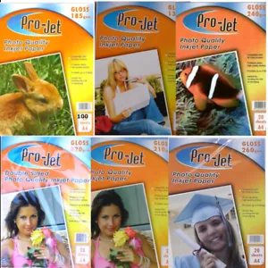 Projet A4 Gloss ,Matt+Gloss, Photo Paper 20 To 100 sheets in Various gsm Weights - Picture 1 of 8