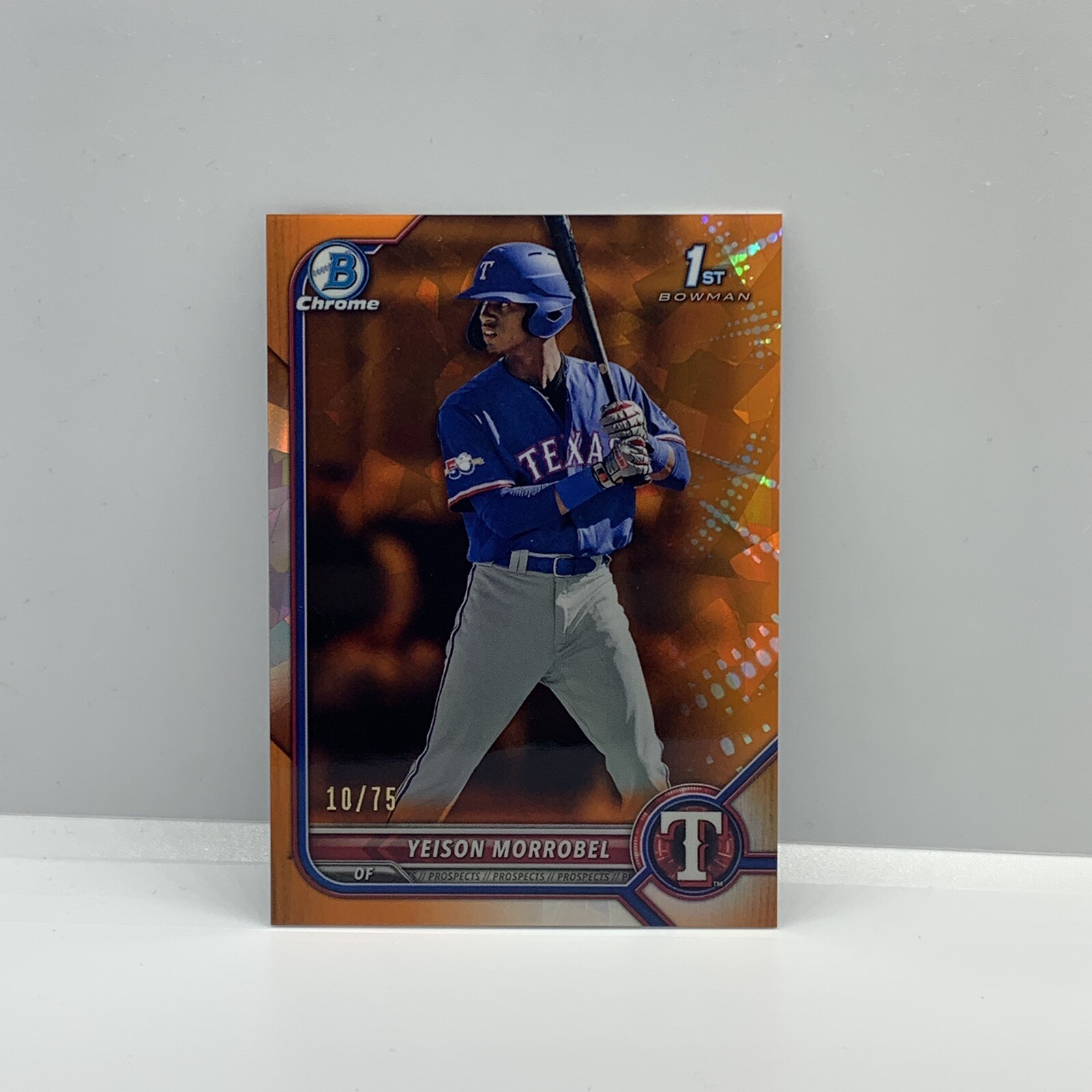 YEISON MORROBEL 2022 Bowman Chrome 1st Orange Sapphire # 10/75 #BCP-200 Rangers