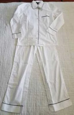 NUEVO CONJUNTO PIJAMA MUJER J CREW VINTAGE EN AZUL HORTENSIA/BLANCO/ROSA/AZUL MARINO Foto 1 de 4