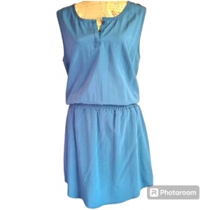 Minivestido BELLA LUXX de seda sin mangas blusa azul cintura ajustada talla grande nuevo con etiquetas - Imagen 1 de 7