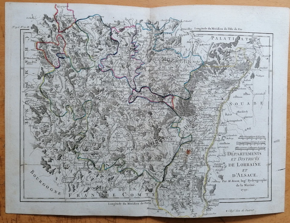 Map France Lorraine Alsace - Original Map fr. Grenet Atlas - 1790 - Image 1 of 1