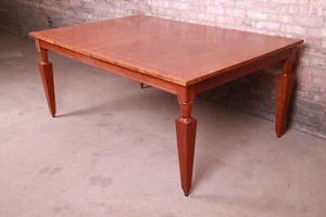 Baker Furniture Neoclassical Inlaid Cherry and Burl Wood Extension Dining Table - Picture 1 of 12