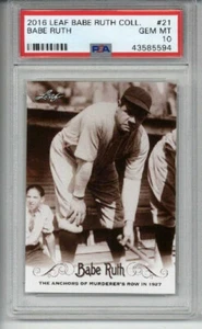 2016 LEAF BABE RUTH COLLECTION #21 BABE RUTH NEW YORK YANKEES PSA 10 LOW POP 1 - Picture 1 of 2