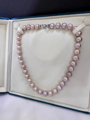 великолепный 10-11 мм Южное море круглый лаванда жемчуг ожерелье 18 дюймов 925s - Изображение 1 из 4