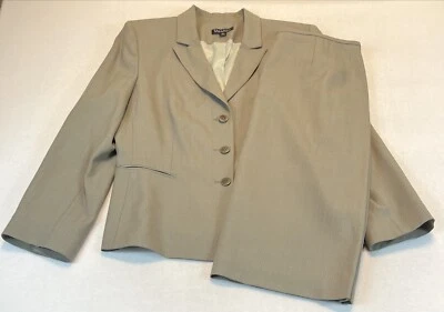 Traje Falda Tahari Taupe Mezcla Lana Forrada 3 Botones Para Mujer’s 12 Foto 1 de 4