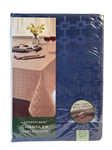 CHANDLER Microfiber Tablecloth 60x84" Rectangle Spill Proof Navy Blue - Picture 1 of 4