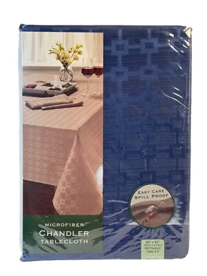 CHANDLER Microfiber Tablecloth 60x84" Rectangle Spill Proof Navy Blue - Image 1 of 4
