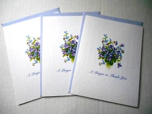 3 VTG Greeting Card Embossed THANK YOU - VIOLET FLOWERS Anne-Marie Trechslin - Picture 1 of 6