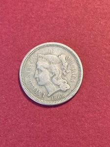 Collectable 1865 United States 3 Cent coin - Picture 1 of 2