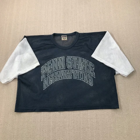 Vintage Penn State Football Practice Jersey Mens XL Cropped Mesh Blue White 90s Cover