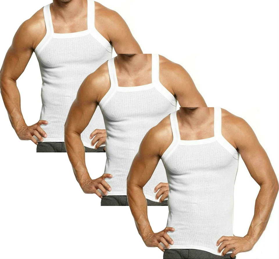 Camiseta sin mangas John Son súper pesada corte cuadrado unidad G 100 % algodón - Paquete de 3 Foto 1 de 1