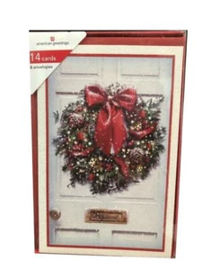 Amerikanischer Grußkranz Weihnachten / Feiertag 14 Karten mit Umschlägen - Bild 1 von 1