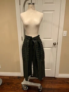 Smarteez Blue & Green Stripes Wide Leg Cropped Pants, Size 8 (US) 46 (IT) NWT! - Picture 1 of 6