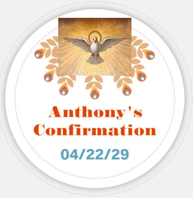 CONFIRMATION CONFIRMACION PERSONALIZED STICKERS FAVOR TAGS DIFFERENT SIZES  - Image 1 of 4