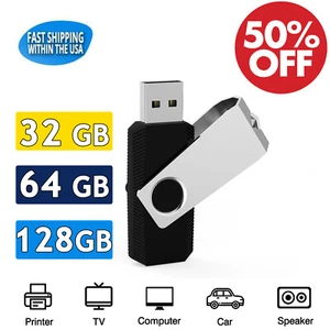 LOT 32/64/128GB USB2.0 Flash Drive Memory Stick Thumb Pen Drive Rotating U-Disk - Picture 1 of 11