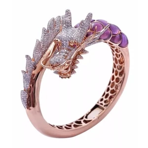 Fashion Dragon Women Rings 14k Rose Gold Plated White Sapphire Ring Size 5-11 - Picture 1 of 9