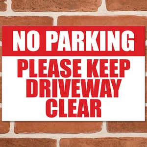 KEEP DRIVEWAY CLEAR (rot/weiß) Parken Metallschilder Warnung Wandschild Plakette UK - Bild 1 von 3