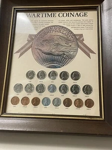 Wartime Coinage Framed Display Kennedy Mint 1974 - Silver War Nickels - Picture 1 of 6