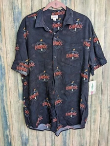 NWT Lularoe Short Sleeve Button Down Shirt Logo Sz M - Picture 1 of 6