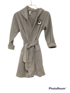 Children's Place Boys Gray Dog Hooded Fleece Robe Size 7/8 - Picture 1 of 5