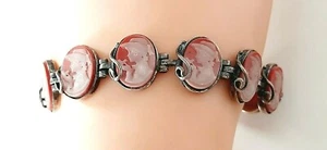 SILBER ARMBAND ° 925 / 1000 ° GEMME ° Frauenportrait mit Vogel ° Silberschmuck - Bild 1 von 12