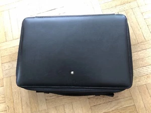 Montblanc bolso de cuero caja estuche negro NUEVO - Imagen 1 de 8