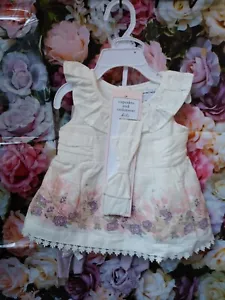 Cup Cakes & Cashmere Baby Dress Pants Headband 3-6 months White Pink Lavender - Picture 1 of 16