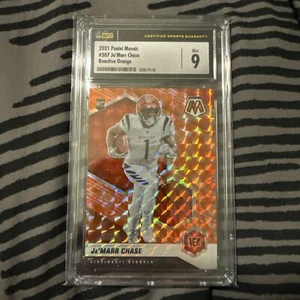2021 Panini Mosaic Ja’marr Chase Reactive Orange RC PSA 9 Rookie Bengals - Picture 1 of 2