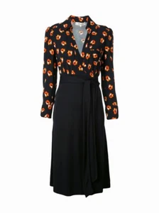 BNWT DVF Diane von Furstenberg Angelina Collared Wrap MIDI Dress S Uk 8 Us 4 - Picture 1 of 13
