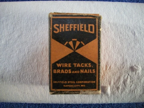 Vintage Box of SHEFFIELD Wire Tacks, Brads and Nails, Appears Full-Nails (JP110) Cover