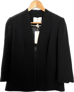 Ladies Jacques Vert Occasion Jacket Size 12 Black Open Fronted 3/4 Sleeves BNWT - Picture 1 of 2