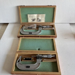 2”-3” & 3-4"  Digit Counter Outside Micrometer Unbranded With Woodcases - Picture 1 of 8