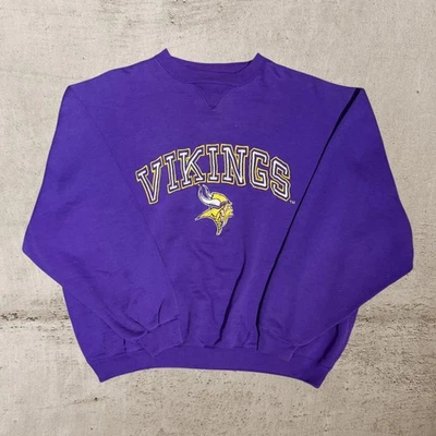 Vintage 90s Minnesota Vikings Sweater Men's XL Purple Logo 7 Crewneck Sweatshirt - Image 1 of 4