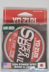 Yo-Zuri SuperBraid Dark Green 150 Yards 20 Lb .009" Fishing Line .23mm - Picture 1 of 3