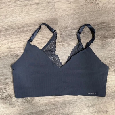 Top Bralette Nautica Intimates ribete de encaje acanalado gris para mujer mediano Foto 1 de 3