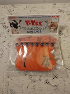 Y-Tex Livestock 2-Piece Ear Tags - Orange 25 Tags Number 76 to 100 3 Star - Picture 1 of 6
