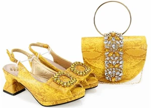2025 Autumn New Design Specials Italian Women Shoes and Bag Set Comfortable Mid - Picture 1 of 29