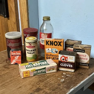 Lotto spezie vintage decorazione nucleo cucina Knox gelatina Sensen Calumet - Foto 1 di 13
