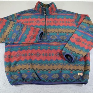 Suéter polar nórdico vintage al aire libre Fair Isle cuarto cremallera azteca EE. UU. AÑOS 90 - Imagen 1 de 11