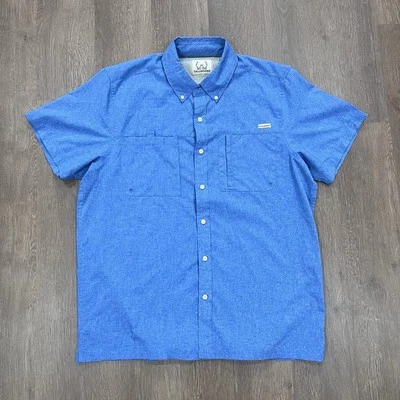Tallwoods Element Wear Men’s Outdoor Button Up Short Sleeve Shirt Blue Large - Image 1 of 4