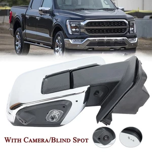 Chrome Side Mirror For Ford F150 2021-24 Right W/Camera Blind Spot Signal Sensor - Picture 1 of 17