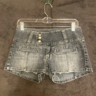 YMI Jeanswear Shorts Womens 7 Denim High Rise Stretch 3 Button Pockets Summer - Image 1 of 4