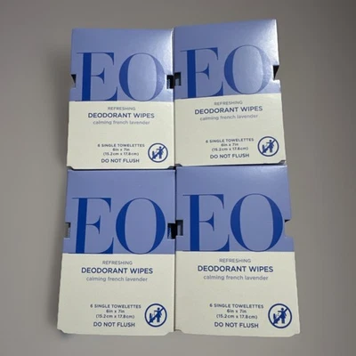 EO Desodorante Limpiar Lavanda Francesa Refrescar Sobre la marcha 4 Cajas (24 Toallitas en Total) Foto 1 de 4