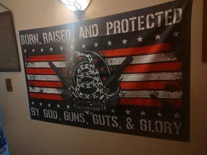 We The People God guns gut,   Outdoor American Rebel Constitution Flag banner. - Picture 1 of 6