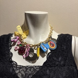 Betsey Johnson Back To School Supplies Statement Charm Necklace Multi Items - Picture 1 of 15