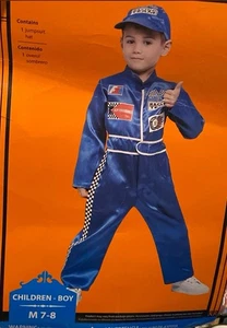 PIT CREW RACING TEAM COSTUME PRETEND PLAY Blue Hat BOYS M 7-8 + Extra Cap 🏎️ - Picture 1 of 9