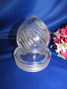 VINTAGE LARGE PHARMACY APOTHECARY JAR SWIRL PATTERN LID ONLY 5” VERY CLEAR GLASS - Picture 1 of 6